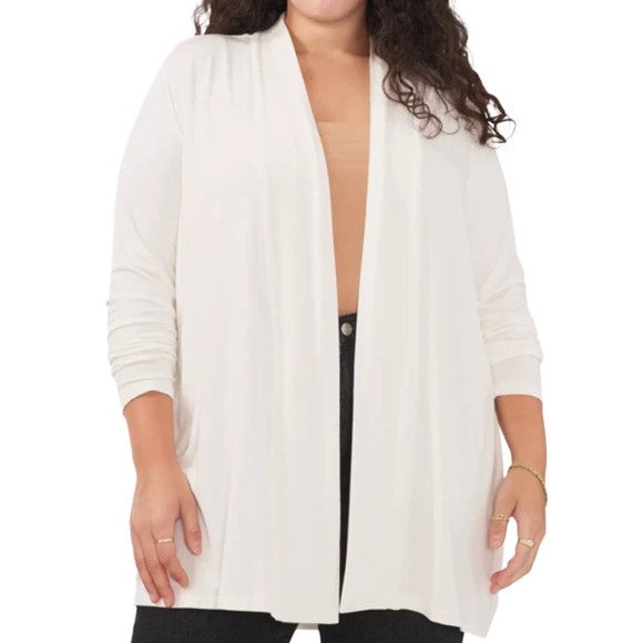 Vince Camuto Open-Front Long-Line Cardigan - Ivory - Picture 1 of 5